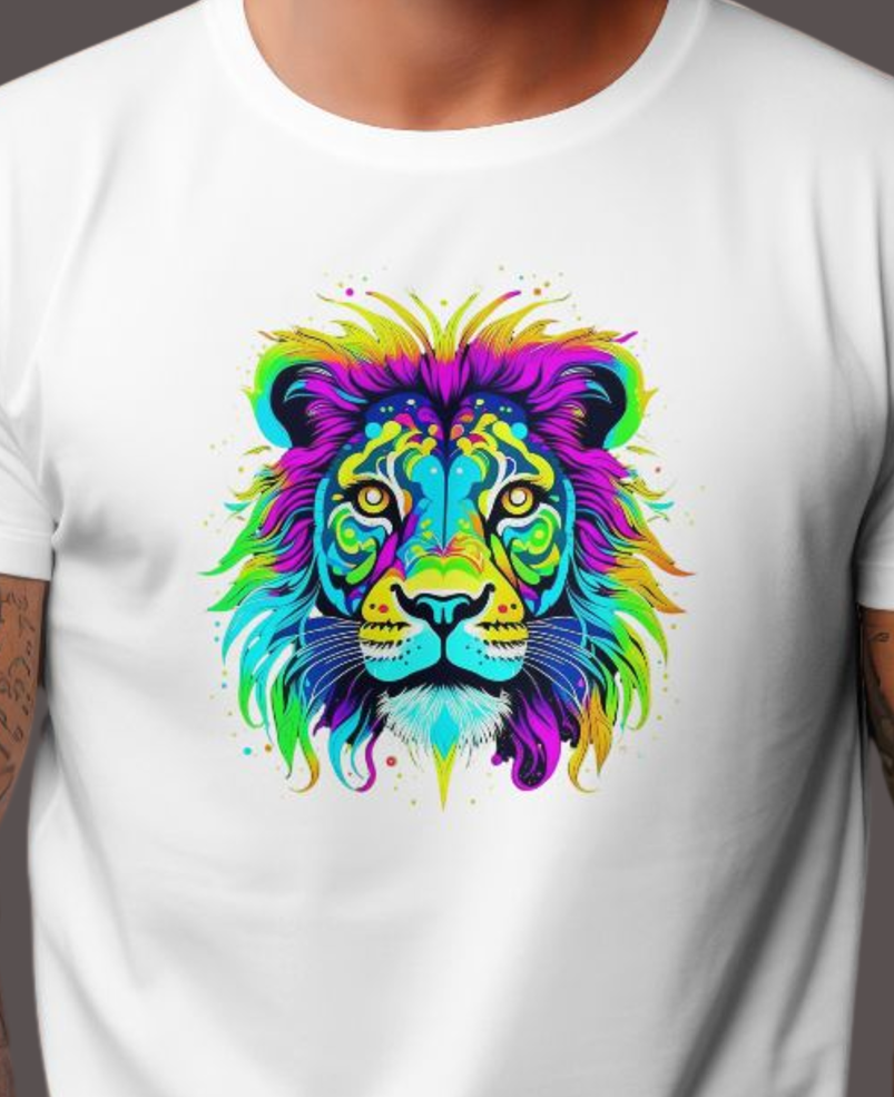 Men's Classic T-shirt Psychedelic Lion Graphic Print - Image 4