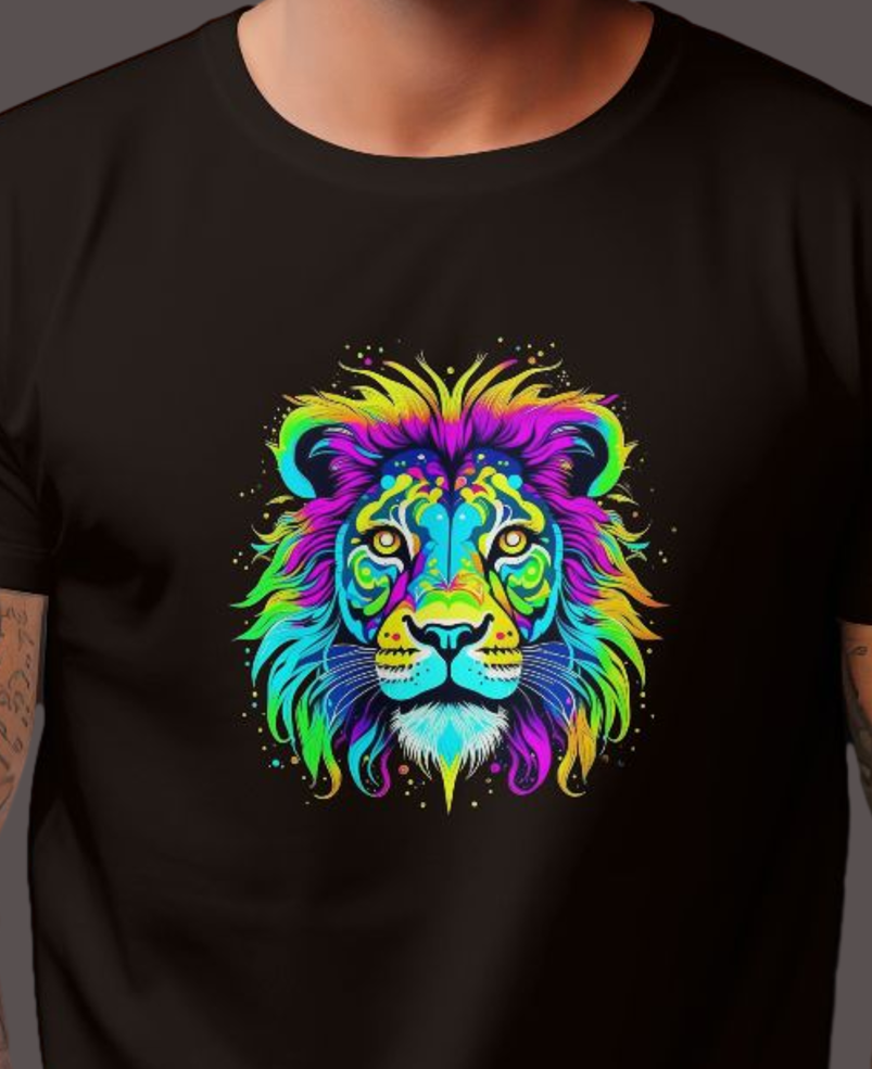 Men's Classic T-shirt Psychedelic Lion Graphic Print - Image 5