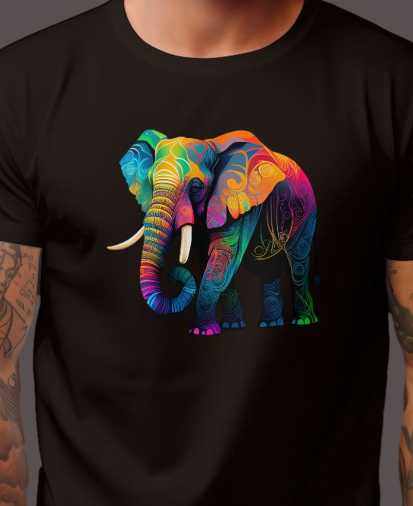 Men's Classic T-shirt Psychedelic Elephant Graphic Print - Image 5