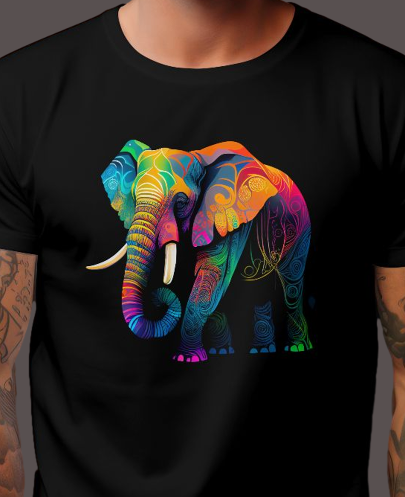 Men's Classic T-shirt Psychedelic Elephant Graphic Print - Image 3
