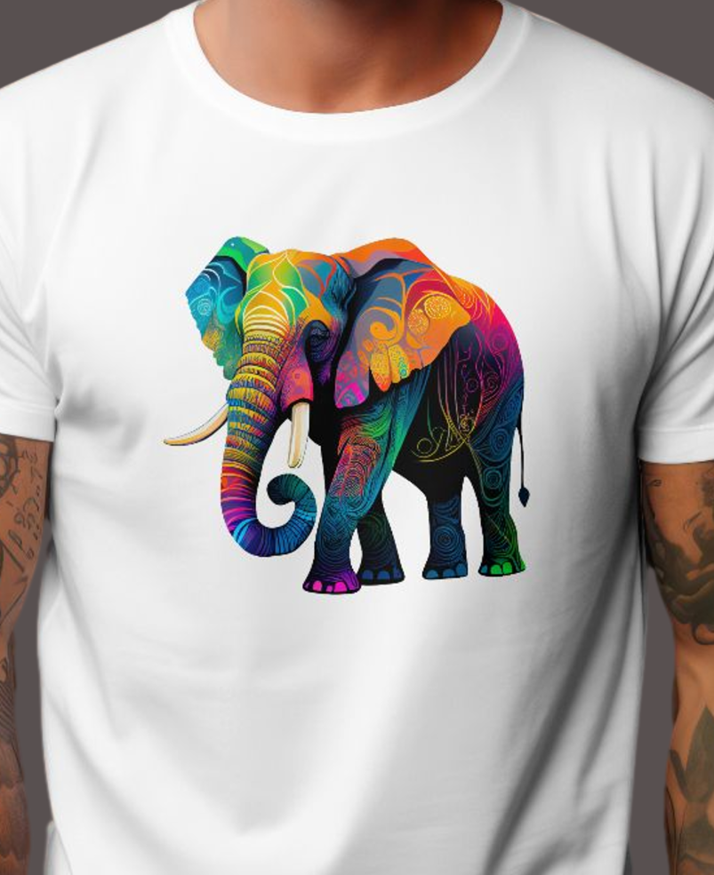 Men's Classic T-shirt Psychedelic Elephant Graphic Print - Image 4