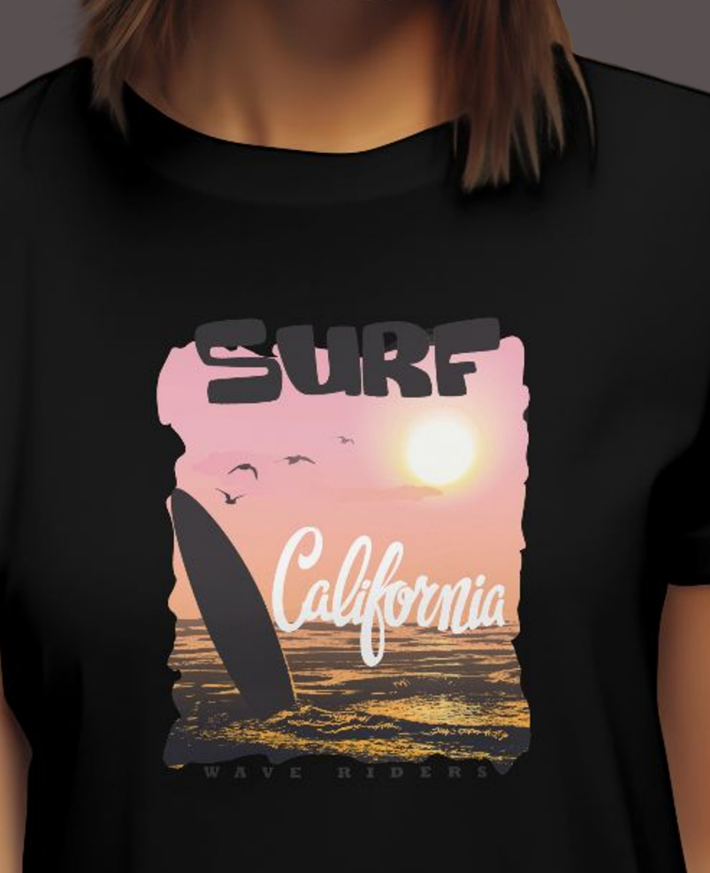 Women's Classic T-shirt Surf-California Graphic Print - Image 5