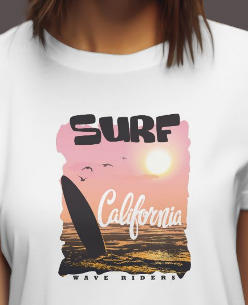 Women's Classic T-shirt Surf-California Graphic Print - Image 4