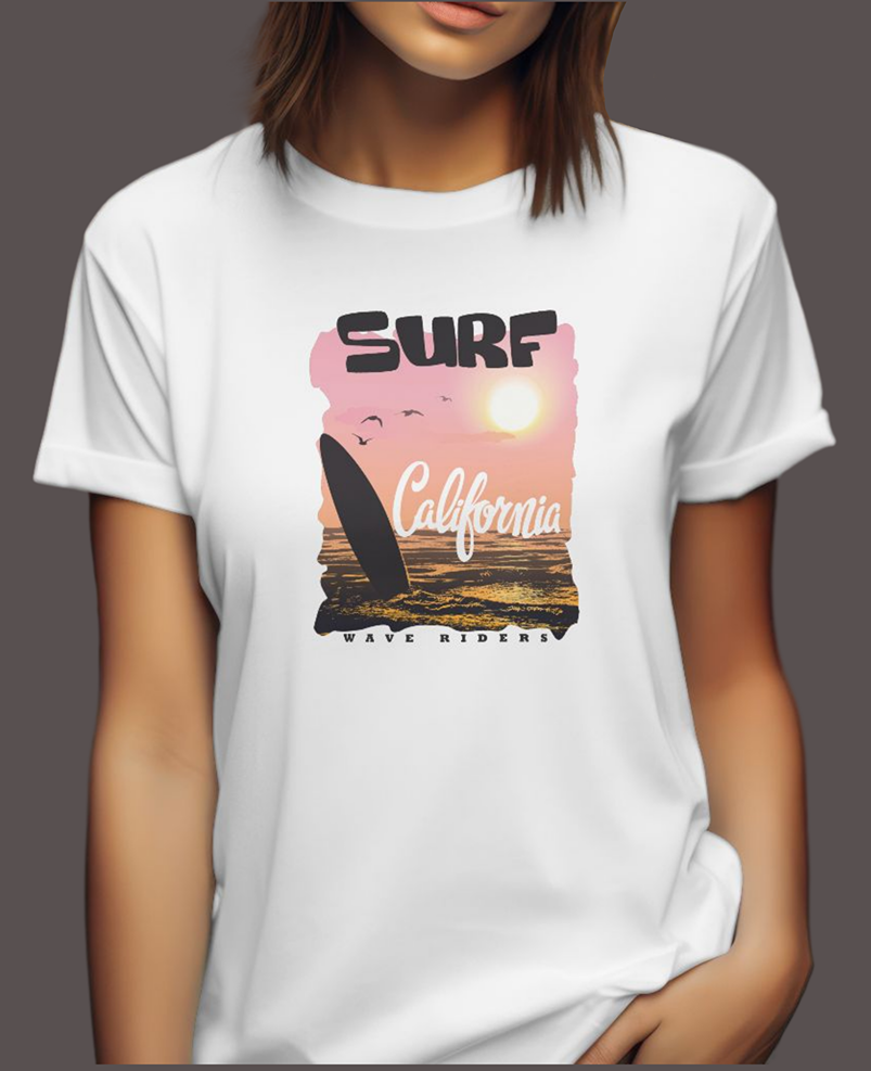 Women's Classic T-shirt Surf-California Graphic Print