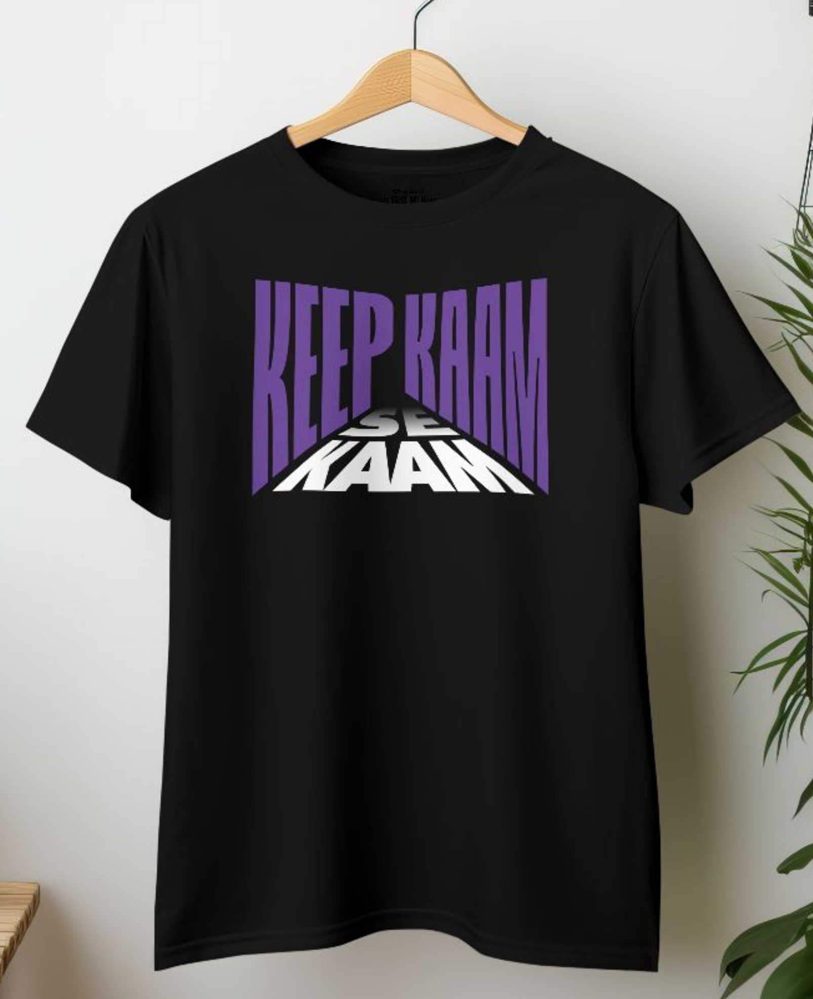 Men's Oversized T-shirt Keep Kaam Se Kaam Typography Print - Image 2