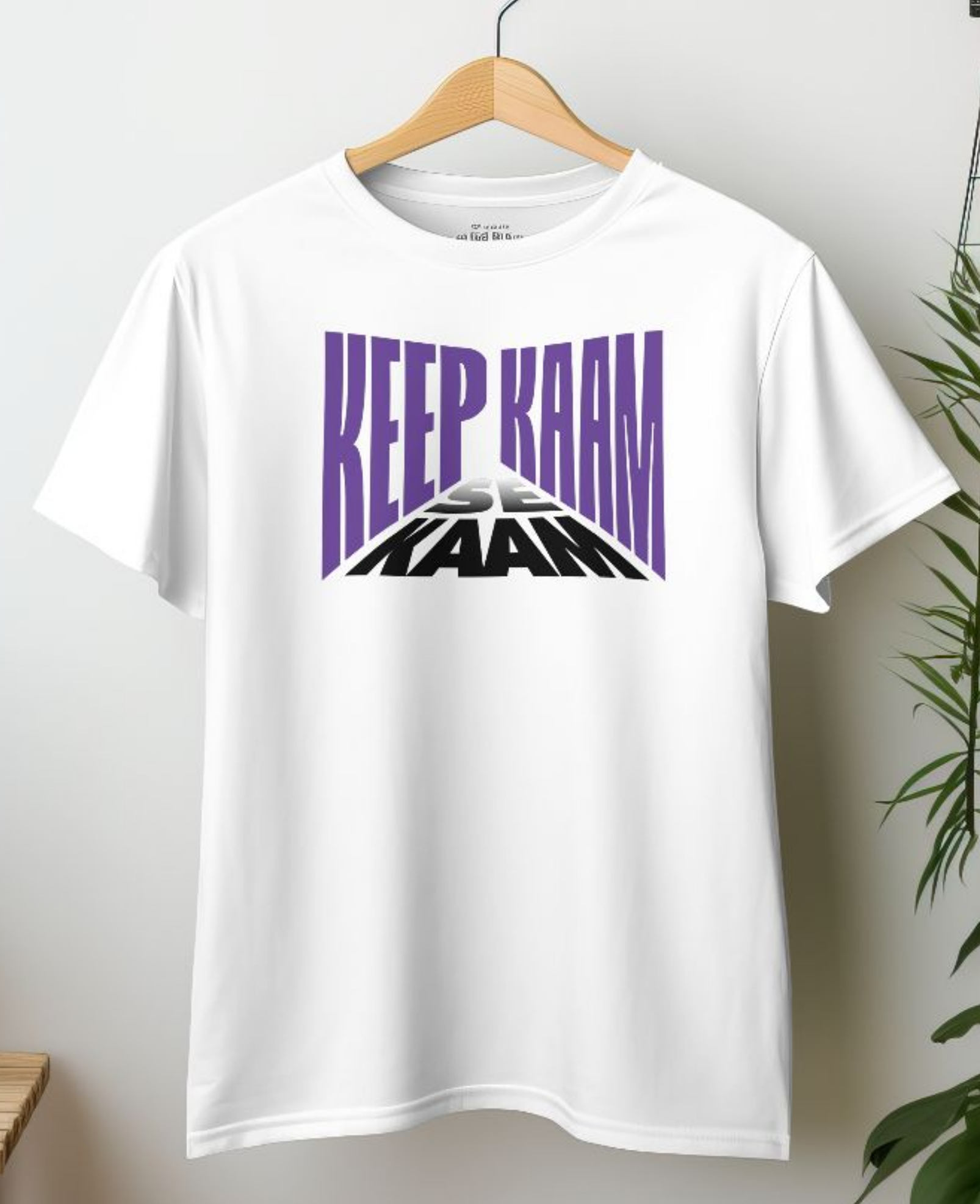 Men's Oversized T-shirt Keep Kaam Se Kaam Typography Print - Image 3
