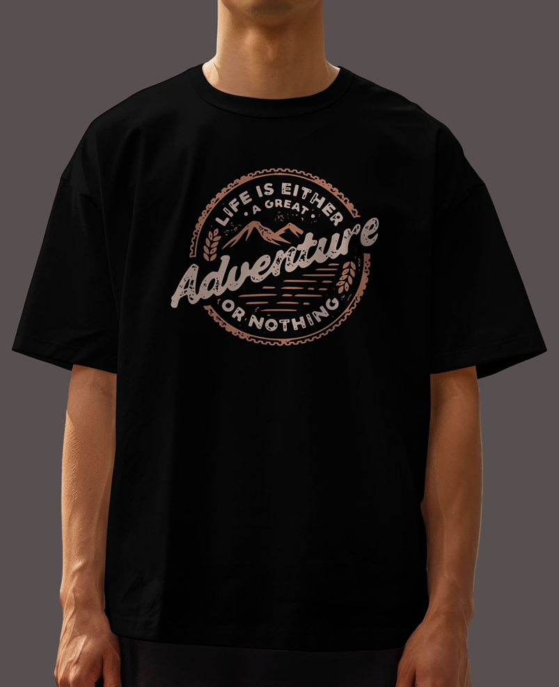 Men's Oversized T-shirt Adventure Or Nothing Graphic & Typography Print