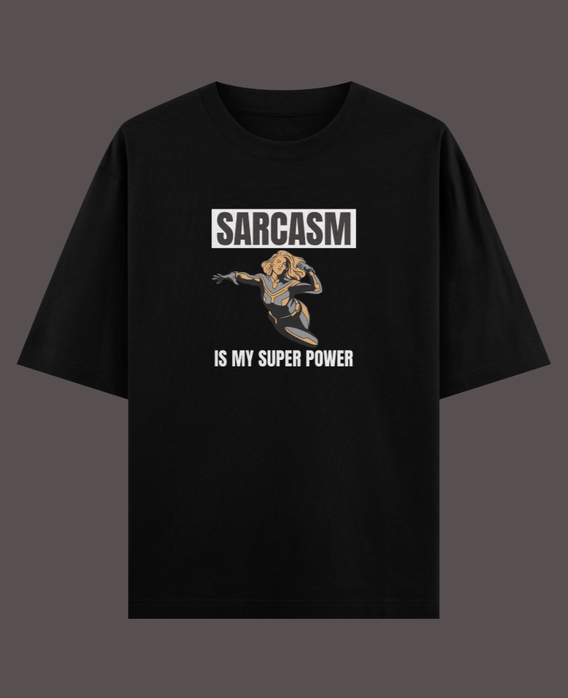 Women's Oversized T-shirt Sarcasm Super Power Graphic & Typography Print - Image 3