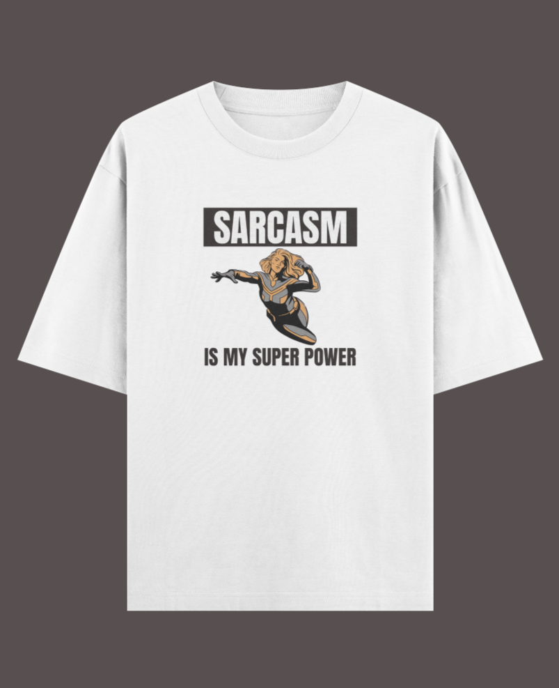 Women's Oversized T-shirt Sarcasm Super Power Graphic & Typography Print - Image 5